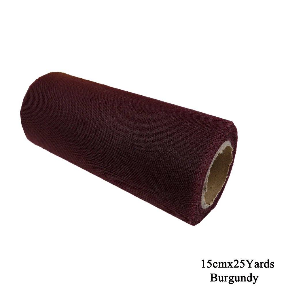 Burgundy 6inch Star Tulle Roll 15cm 25Y Glitter Sequin Organza Mesh DIY Tutu Skirts Poms Laser Craft Birthday Wedding Shower Party Supply - Цвет: Burgundy