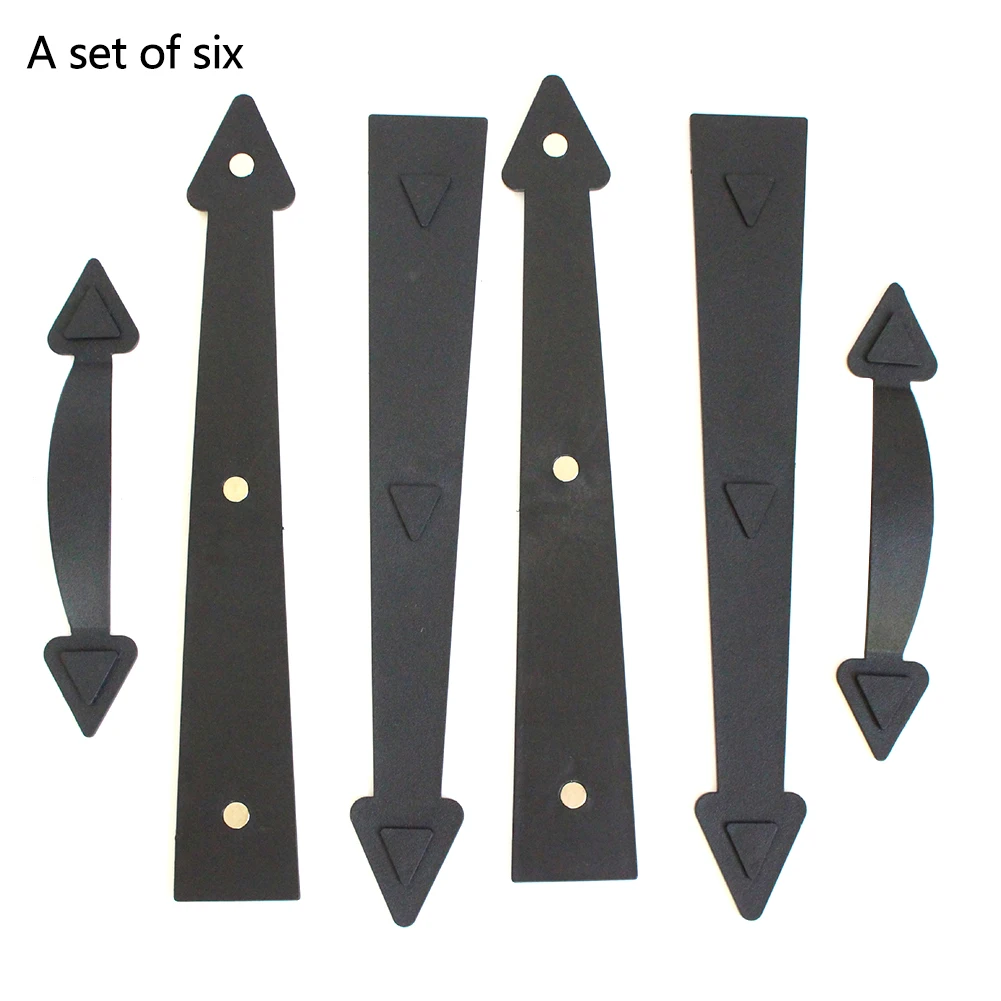 

6pcs Accents Magnetic Pull Home Hardware Decorative Interior Garage Door Handle Hinge Durable Easy Install Black ABS Carriage