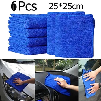 

6Pcs Car Wash Care Cloth Microfibre Detailing Cleaning Towel Soft Water Absorbing Towel Cloth Thick Drying Rag Cloths #BL3