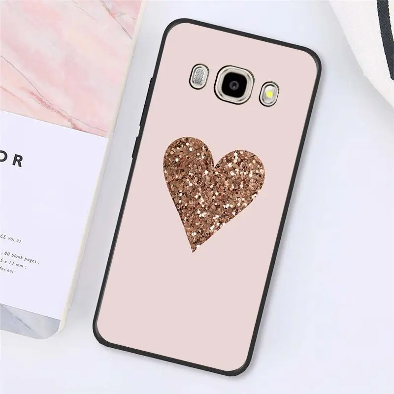 Love Heart Gold Rose Marble Stripes