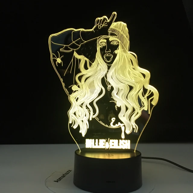 Billie Eilish Famous Singer 3D LED Lamp Illusion 7 Colors Changing Table Night Light Baby Bedside