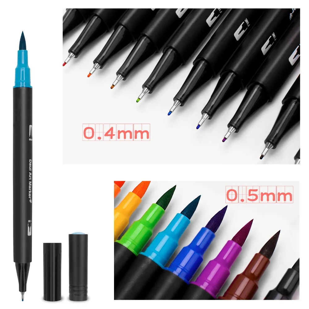 Canetas da Cor Canetas da Aguarela para a Pintura da Arte Conjunto da Pintura Profissional da Pena da Aguarela Dobro da Escola do Nib Conjunto Sup 48 - 60 72 100 10 Cheap Láp. cera