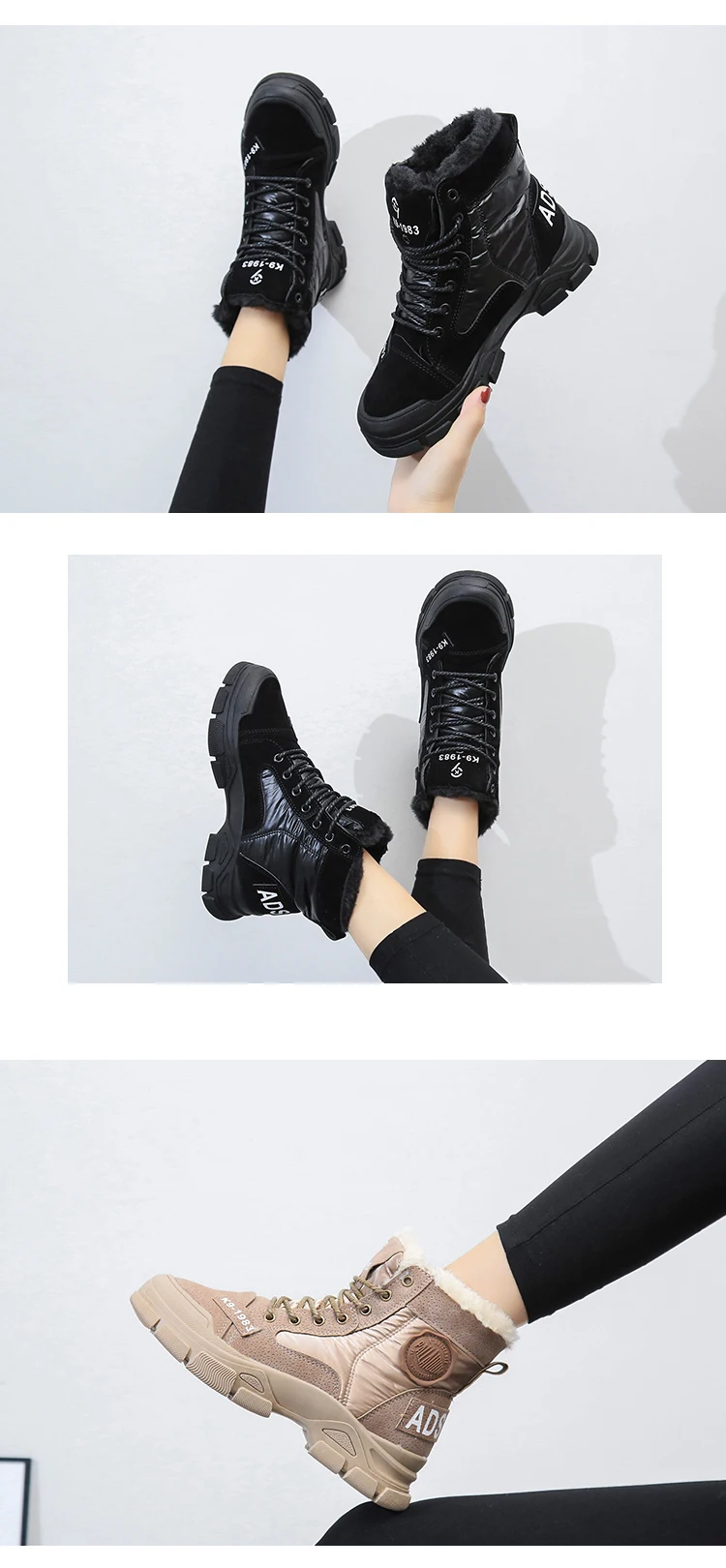 Зимние теплые плюшевые ботильоны; меховые кроссовки; женские Полуботинки на платформе; Вулканизированная обувь для зимы; женские кроссовки; хорошее качество