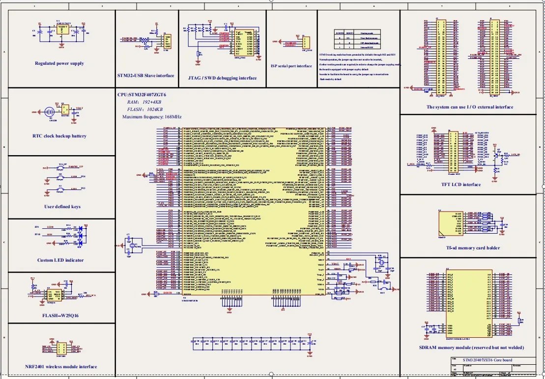 Placa de desenvolvimento stm32f407zet6 arm cortex m4