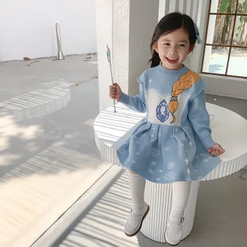 

Kids Knit Carton Dress for Girls Lovely Snow Flakes Knitting Sweater Dress Children Boutique Clothes for Halloween and Xmas