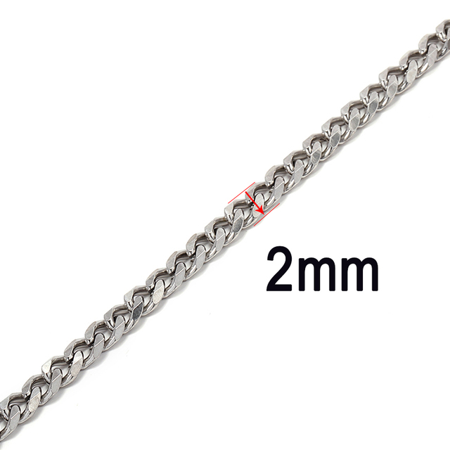 meter 304 Stainless Steel Cuban Chain 2-7mm Thick Flat Bulk Chain DIY Punk Necklace Hiphop Bracelet Jewelry Making Accessories