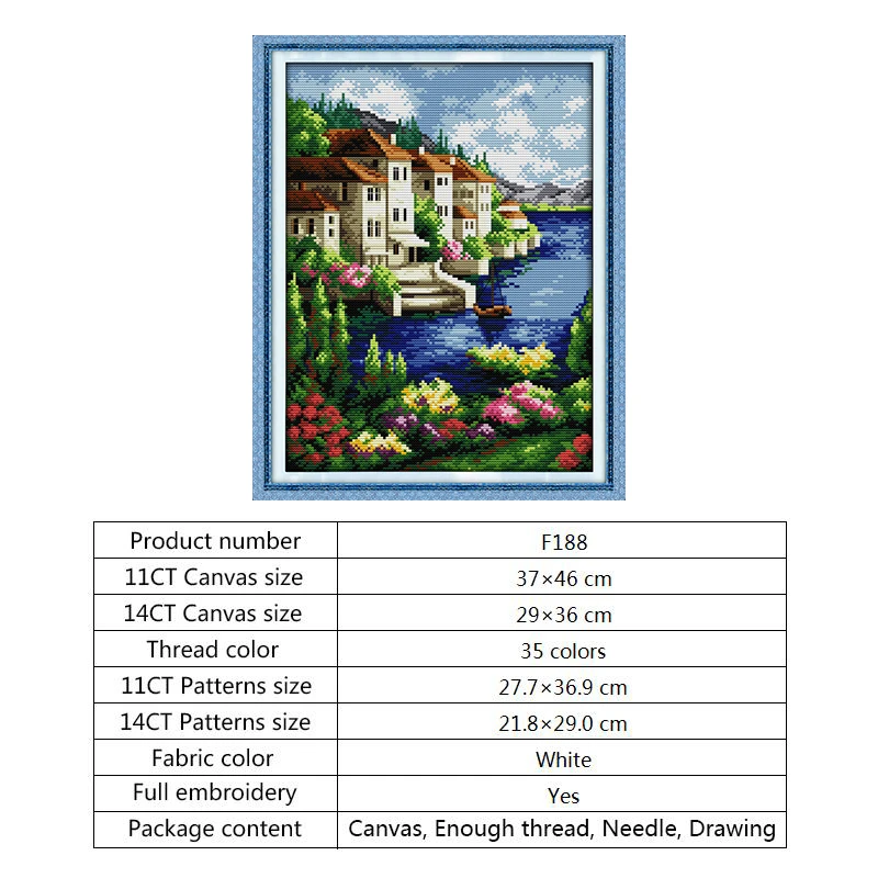 Cross stitch F188 Сад пейзаж с виллой картина Счетный крест комплект Aida 14ct 11ct граф Печать на холсте вышивка крестиком рукоделие - Цвет: Cross stitch F188
