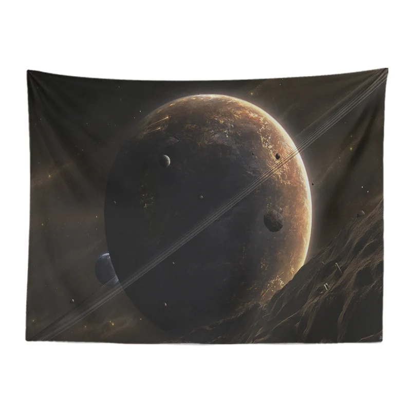 18 Customized Tapestry Planets Halo Meteor Explosion Wall-Mounted Living Room Decoration 130*150Cm Polyester Non-Slip Picnic Mat - Color: 18