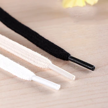 

1 Pair Cotton Flat Shoelaces Soft Waterproof Casual Shoes Laces Sneaker Canvas Shoe Lacing Black White Beige Available Length