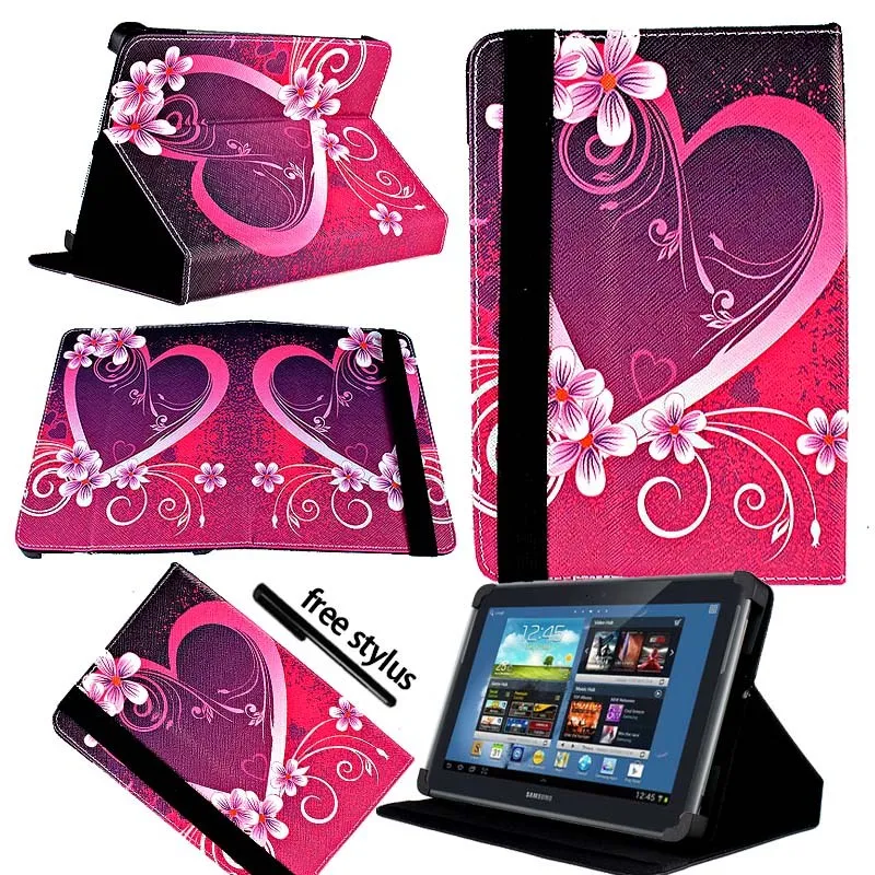 Love Heart KK&LL для samsung Galaxy Note 10,1 N8000 n8010-кожаный чехол-подставка для планшета+ Бесплатный стилус - Цвет: Love Heart