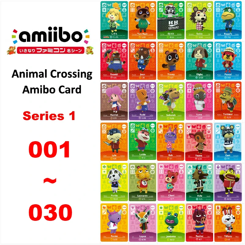Animal Crossing Amiibo Card New Horizons ДЛЯ NS Games Amibo Switch/lite NFC Welcome Cards series 1(001 030)|Карты контроля