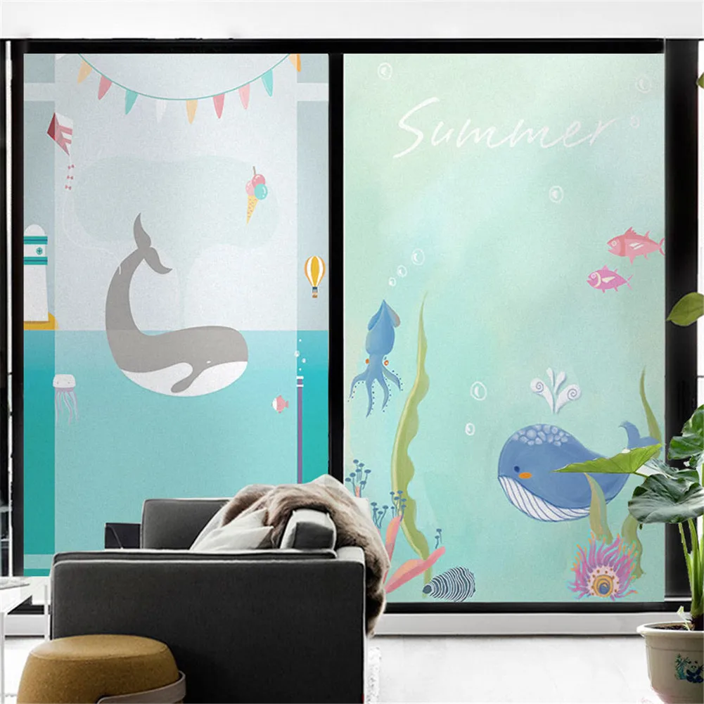 

Window Film Privacy Dophin Glass Sticker UV Blocking Heat Control Window Coverings Window Tint for Children's room