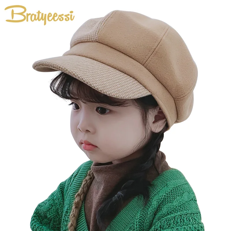New Wool Baby Girl Hat Patchwork Winter for Kids Fashion Cap Boy Autumn Spring Children Girls Boys Hats |