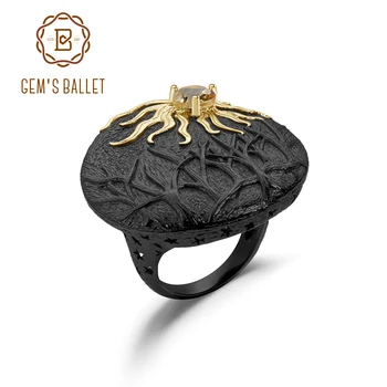 

GEM'S BALLET Sun Chaser Story Natural Citrine Vintage Ring 925 Sterling Silver Handmade Rings For Women Party Fine Jewelry