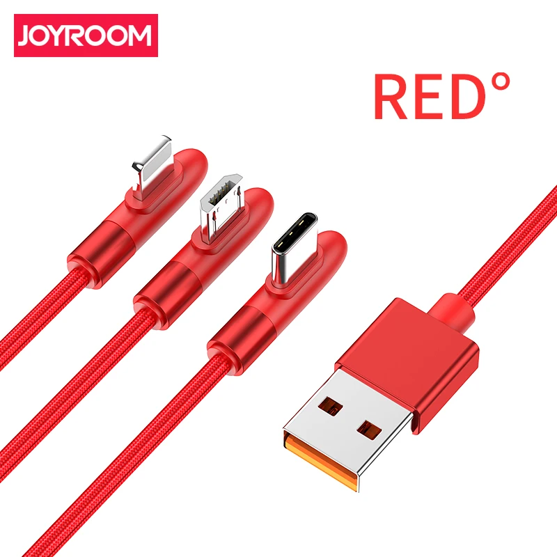 Joyroom 1 2 м 3.5A 3 в кабель lightning для iphone Type c микро красный черный нейлоновый Плетеный 90