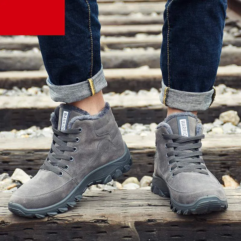 Retro Mens Fur Lined Snow Winter Warm Britsh Military Combat work Lace up Ankle Boots Casual High Top Shoes Fashion