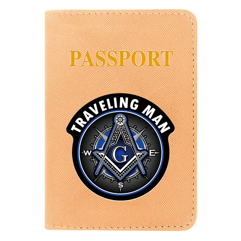

New Freemasonry Compass Design Printing Women Men Passport Cover Leather Travel ID Credit Card Holder Pocket Wallet Bags