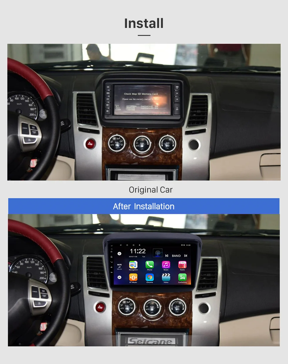 Seicane Android 9,0 Автомобильный gps Радио Стерео головное устройство проигрывателя для Mitsubishi Pajero Sport/L200/2006+ Triton/2008+ PAJERO 2010