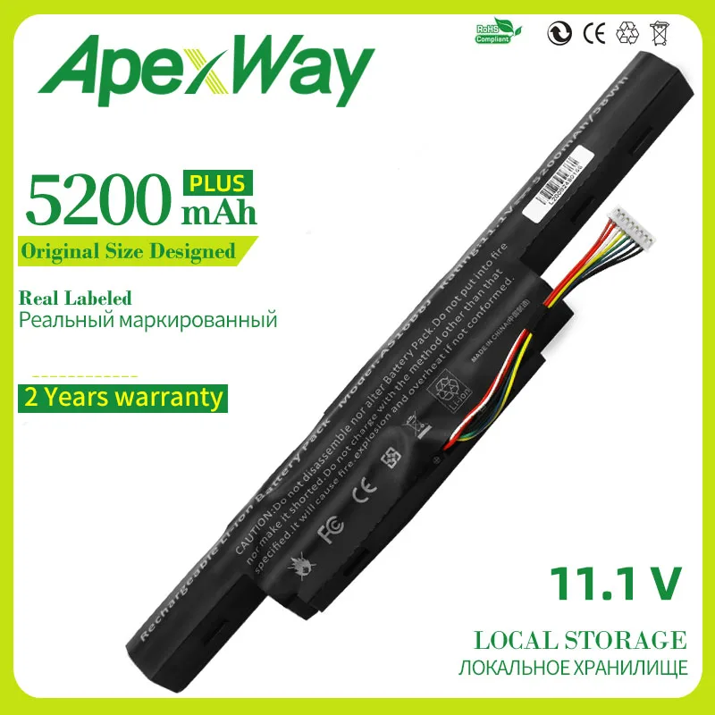 ApexWay 11 1 В 5200 мАч Новый AS16B5J AS16B8J Аккумулятор для ноутбука Acer Aspire E5 575G 53VG 3ICR19/66 2