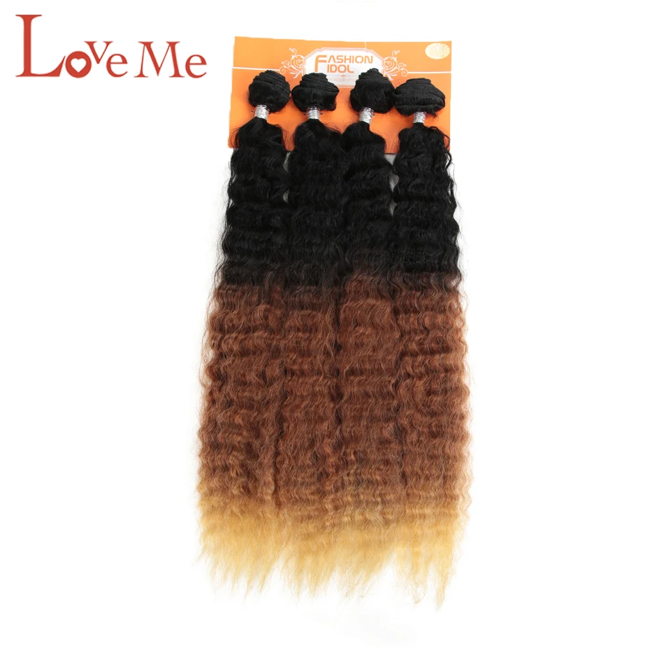 Feixes do Cabelo do Amor Feixes de Cabelo Extensões de Cabelo para a Cor Unidades Pacote 26 Polegada Ombre Cor Marrom Macios Sintético Tecer Preta ME 4 - 1 High Quality Apliques e perucas