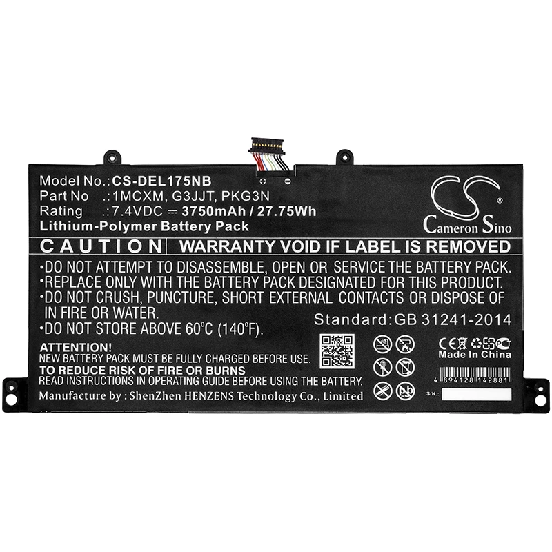 

Cameron sino 3750 мАч батарея для DELL широта 5175 DELL 1MCXM G3JJT PKG3N