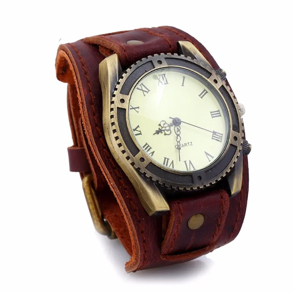 

Punk Retro Alloy Accessories Wide Leather Watch Bracelet Wild Fashion Men's Hip Hop Trend Street Shooting Holiday Gift Jewelry