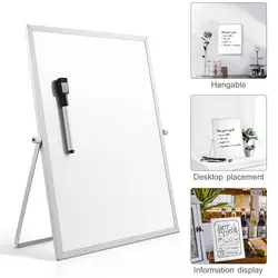 Tableau blanc d'effacement à sec magnétique Double face avec support, pour l'écriture, pratique d'enseignement, pour planificateur, pour l'école, le bureau et la maison 
