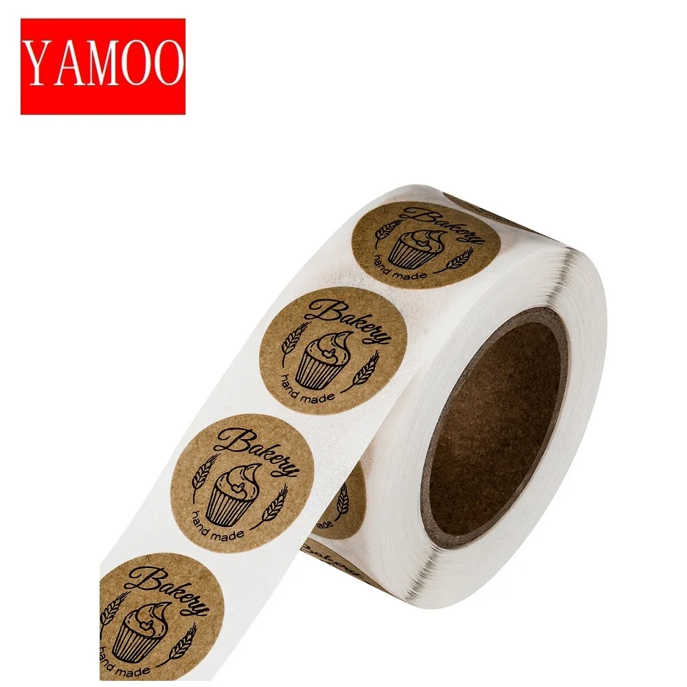 Kraft Paper Thank You Stickers Seal Labels Round Gold Leaf Stickers Rolls for School Small Shop Handmade Sticker Labels afbeelding