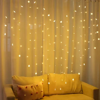 

Eu 112 Lights 8-Mode Curtain Light String Love Shape Light String Window Curtain Lights Curtain Decoration