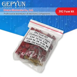 55PCS/Set Square Plastic Fuse Assortment Kit 392 0.5A 1A 2A 2.5A 3.15A 4A 5A 6.3A 8A 10A 15A 250V Fuses Slow Blow Tube Fuse set