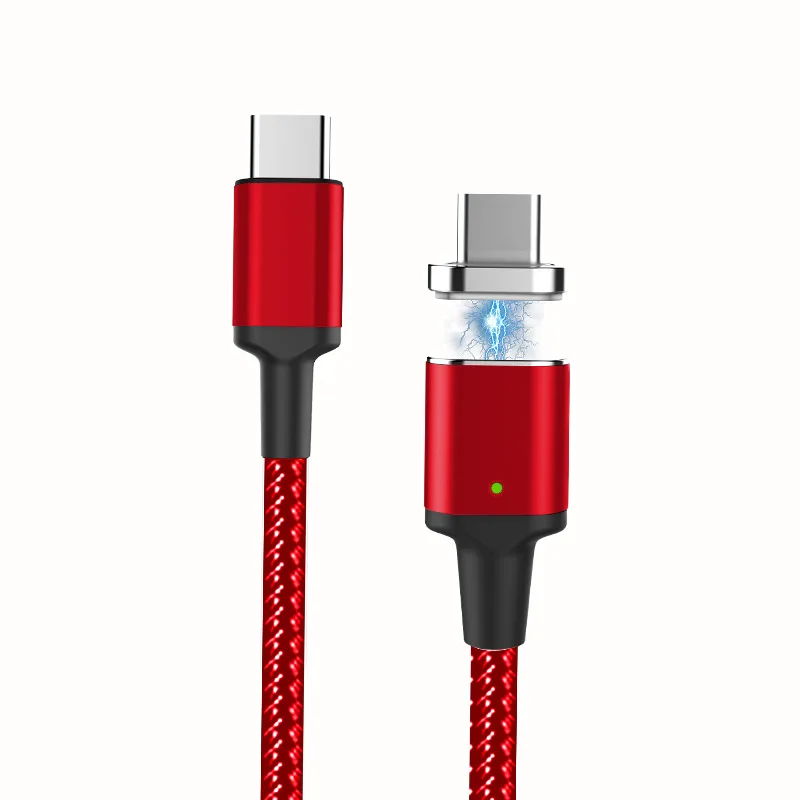 20 в 5A usb type C Магнитный кабель USB C к USB C PD 100 Вт Быстрая зарядка для Macbook pro huawei Matebook P30 samsung S9 S10 type c - Цвет: Красный