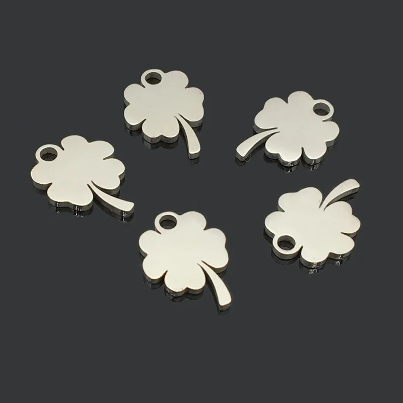 

5pcs Clover Stainless Steel Charm One Hole Stainless Steel Four Leaf Clover Pendant for DIY Jewelry Making
