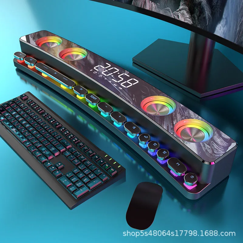 Bluetooth Speaker SOAIY SH39 Multimedia Bluetooth Boombox Home Desktop Gaming Pc 4D Surround Stereo RGB Light Mechanical Keys