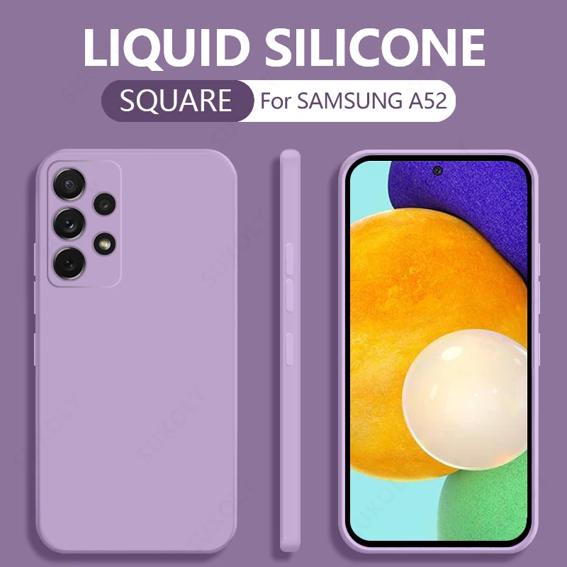 For Samsung A52 5G Liquid Silicone Square Case Lens Protective Matte Cover For Samsung S22 Ultra S20 FE Note 20 A51 A71 A32 A72 best case for samsung Cases For Samsung