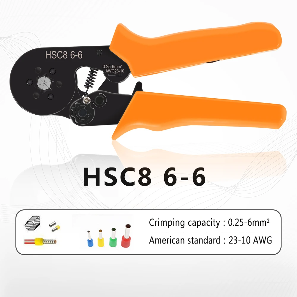 HSC8 6-6A Tool Terminal Combination Free Matching Suit Box MIN TYPE SELF ADJUSTABLE CRIMPING PLIER 0.25-6mm Terminals Crimping 3
