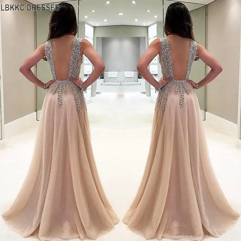 Бисерные Длинные Выпускные платья 2019 Роскошные Vestidos De Gala сексуальные с открытой