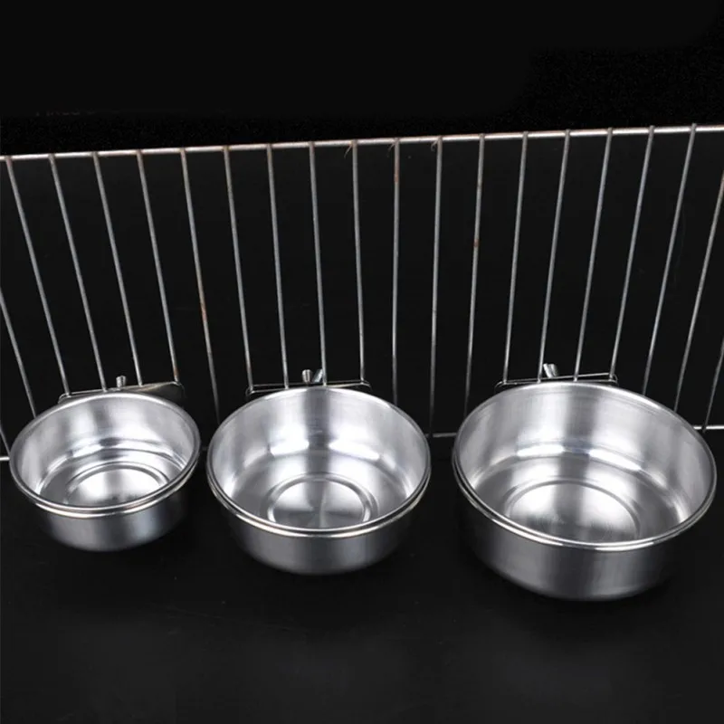 Stainless Steel Pet Bowl Easy cleaning Hanging Cage Waterer For Pet Bird Anti-turnover Food Bowl And Drinking Pet Feeding Tool #