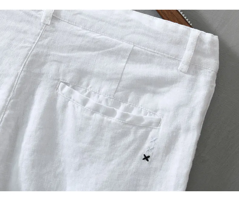 Pure Linen for Men 2024 Summer New Fashion Solid White Loose Holiday Shorts Man Casual Plus Size Button Fly Short Pants_voghion.com
