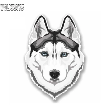 

Volkrays Personality Animals Car Sticker White Husky Wolf Vinyl Waterproof Sunscreen Creative Decal Accessories,13cm*10cm