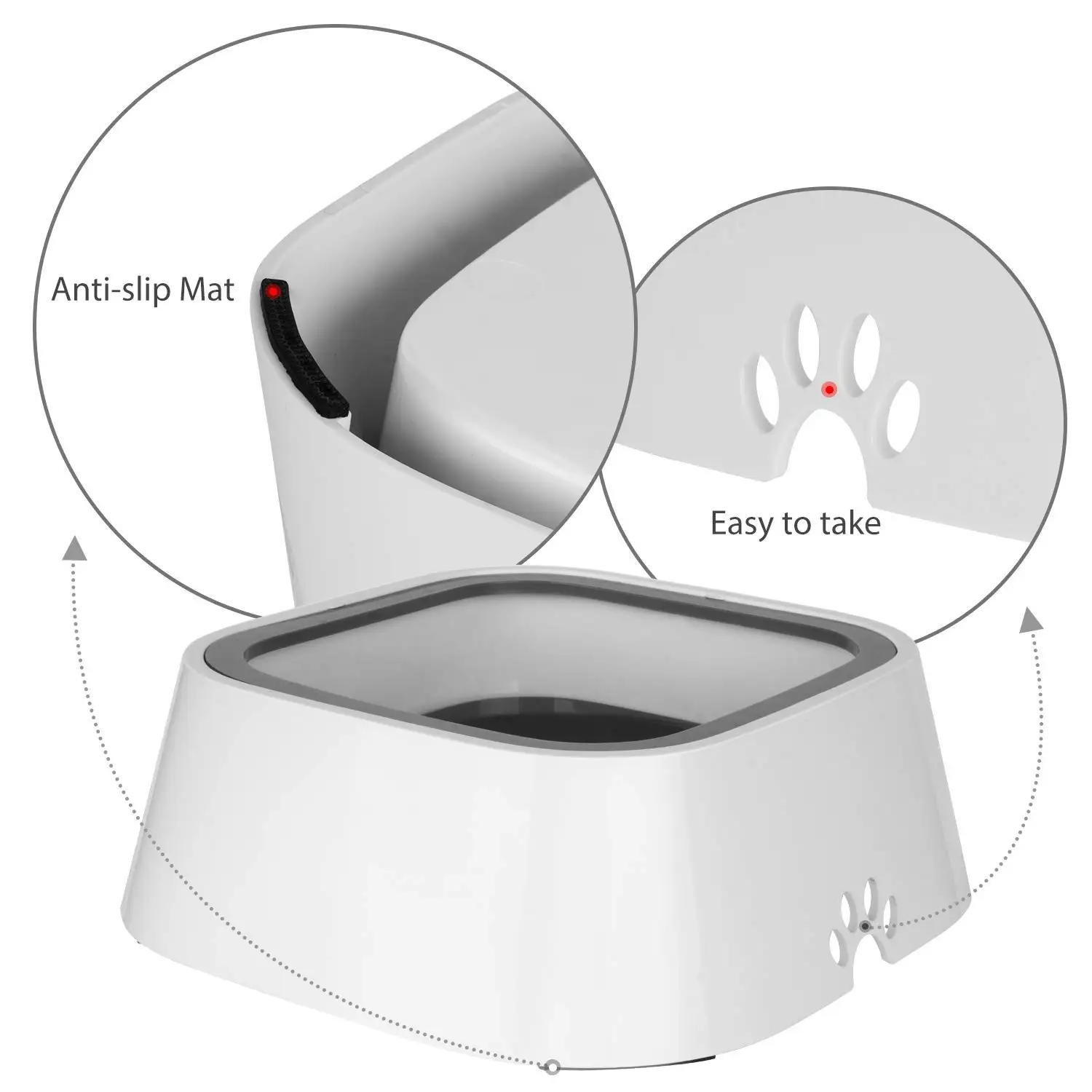Non Spill Pet Water Bowl 1.5L Floating Eco-Friendly Dog Cat Water Bowl Food Container Shallow Drink Hole PW039