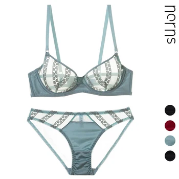 

Norns French European and American Lingerie Ultra-thin Mesh Gauze Bra bralette Set Transparent
