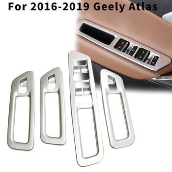 

ABS Door Window Glass Lift Control Switch Panel Cover Trim,for Geely Atlas 2016-2019 4Pcs