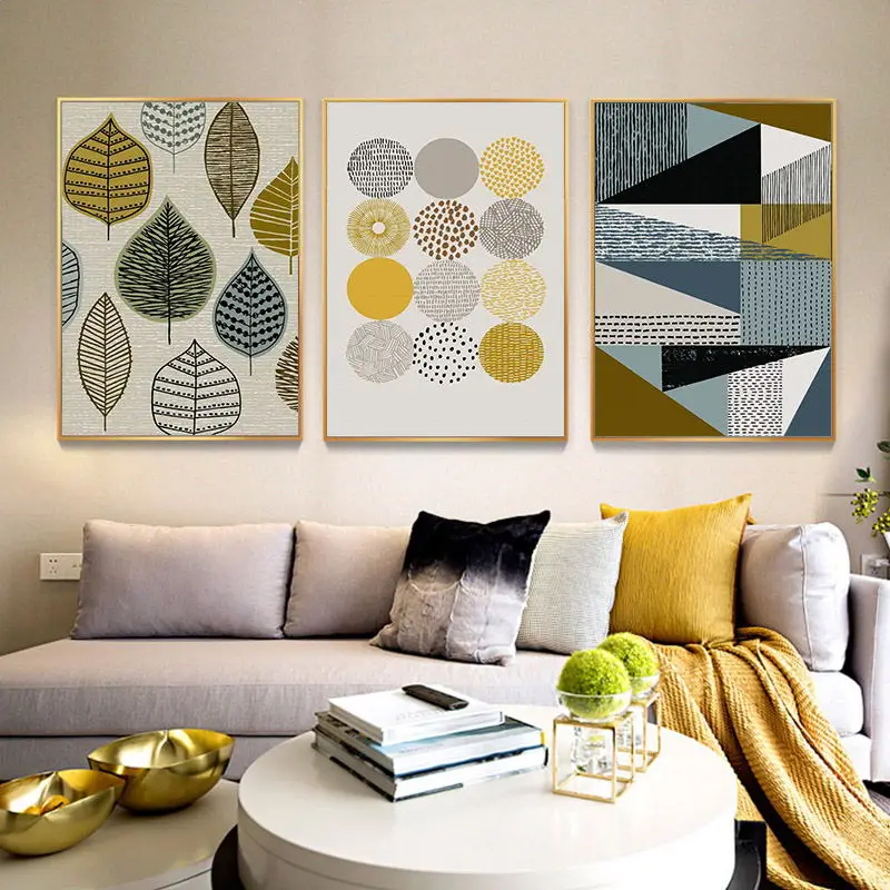 Wall Art Canvas Print Color Block Geometric Abstract Poster Painting Decorative Picture Modern Nordic Style Living Room Decor