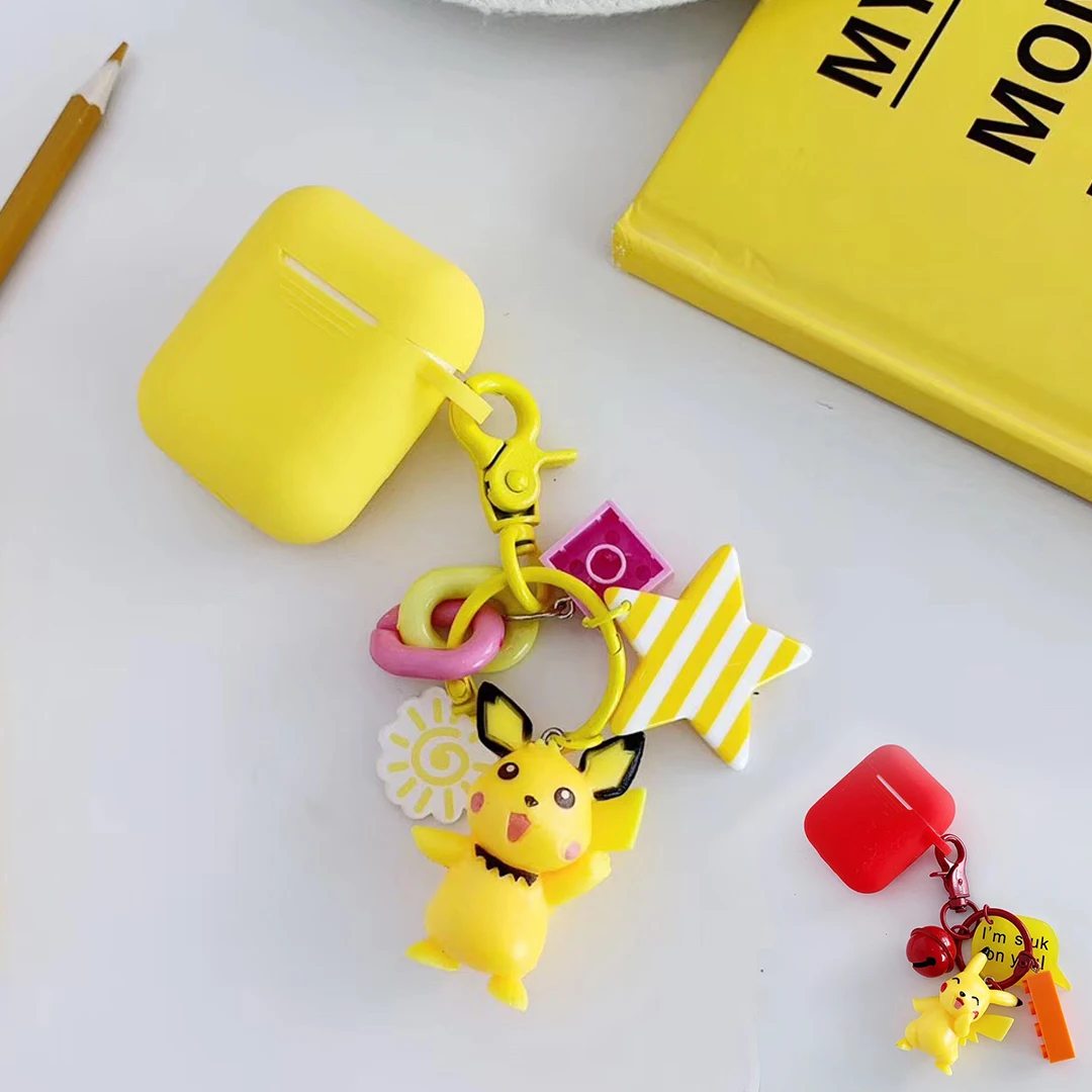 

For AirPods Case cute Cartoon with key ring cover luxury Hanging ornament Silicone Cases Earphone Cover For Air pods 2 cover