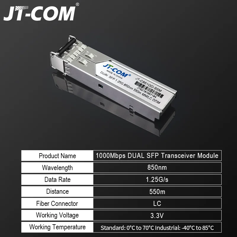 1000Mbps Mini Gbic 850nm 550m SFP Transceiver Module Gigabit Multimode Duplex LC DDM Compatible with Cisco/Mikrotik Switch