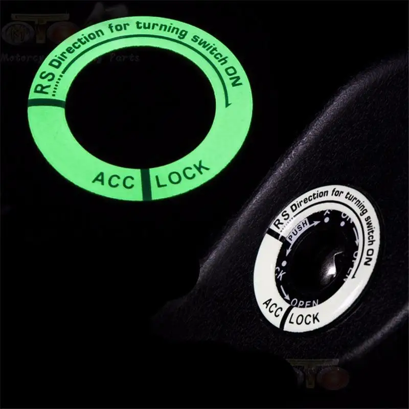 

Luminous Key Ring Decor Car Stickers Styling Ignition Switch Protective Sticker Green Light Blue/Black for Universal Cars