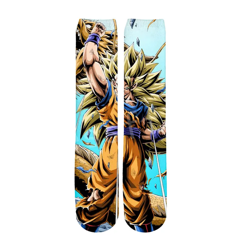 Tessffel Горячая Аниме Dragon Ball Z Goku Saiyan Harajuku, унисекс, Повседневные детские носки, модель 3D полный с рисунком кролика для мальчиков и девочек/мужские/женские разноцветные безбортные носки S-2 - Цвет: Like pic