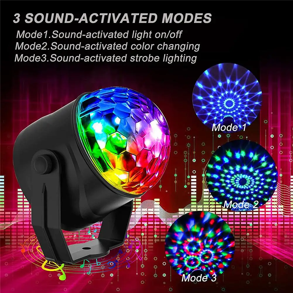 RGB Led Dj Disco Ball Stage Light Usb Power 7 Color Revolving  With Remote Control For Party Bar Home Dance Car Music Lamp