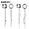 EARKUO Simple Popular Stainless Steel Square Bar Chains Dangle Ear Plugs Piercing Gauges Tunnels Body Jewelry Ear Stretchers ► Photo 2/6
