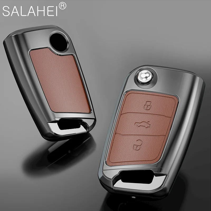 Car Key Case Cover For VW Volkswagen Polo Golf 4 5 6 7 T5 MK7 Tiguan Passat B6 B5 Skoda Octavia A5 A7 Seat Leon FR 2 Ibiza Ateca key case cover key case